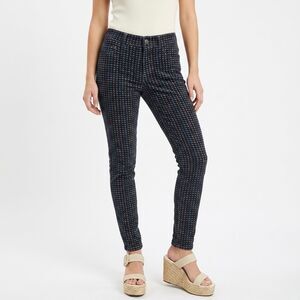 Anthropologie Pilcro 28T Tall Navy Houndstooth Printed Skinny Corduroy Pants